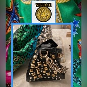 Versace Black and Gold Studded Women's Bag